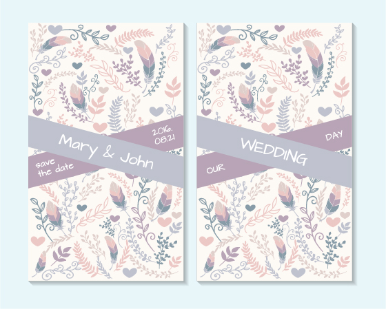 Einfache Hochzeits-Einladung Blumenkartenvektor 02 Karte Hochzeit floral Einladung einfach   