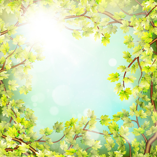 日光背景ベクトル01の春の緑の葉 葉 背景 緑 春 日光   