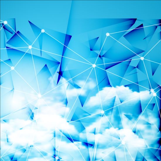 三角技術背景と雲ベクトル01 雲 背景 技術 三角形   