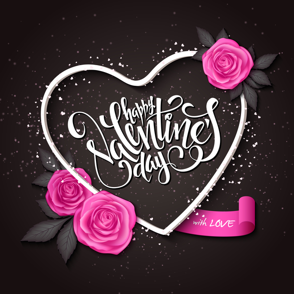 Valentinstag Herzkarten mit dunklem Hintergrundvektor 12 Valentine tag Karten Herz Dunkel   