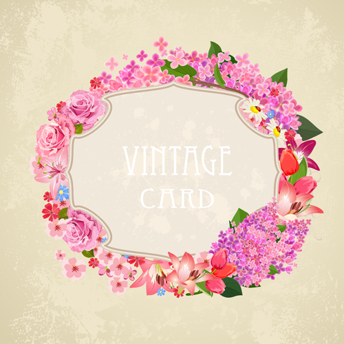 Carte Vintage Fleur cadre vecteur 02 vintage fleur carte   
