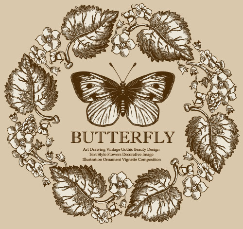 Vintage-Rahmen mit Schmetterling-Grußkarte Vektor 04 Schmetterling Rahmen Karte Jahrgang Begrüßung   