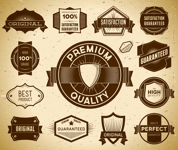 Étiquettes de qualité Premium Vintage Set vecteur 03 vintage qualité premium étiquettes   