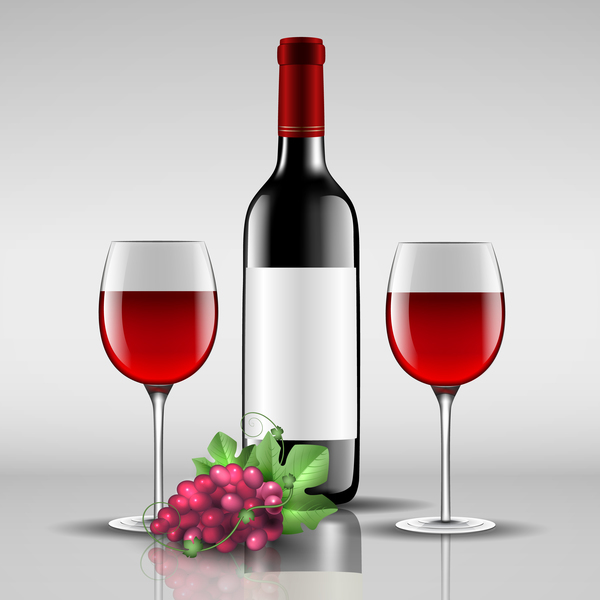 Wein mit Glasbecher-Vektordesign 02 Wein Glas cup   
