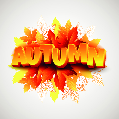vecteur de fond de texte 3D et d’automne de feuilles fond de feuilles feuilles d’automne automne   