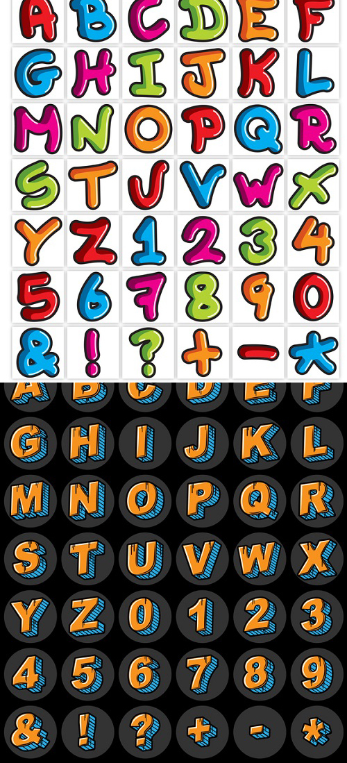 Alphabet et chiffres vecteur de graffiti nombres nombre graffiti alphabet   