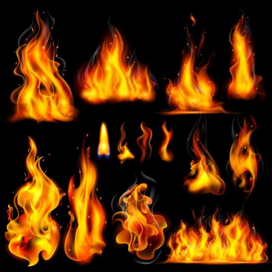 Helle Feuerflammen-Illistrationsvektoren setzen 02 Illegierung flamme Feuer bell   