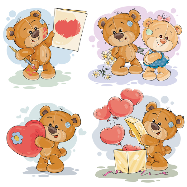 Cartoon ours en peluche tête dessin vecteur 02 tête ours nounours dessin animé   