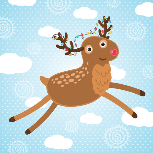 クリスマスかわいい鹿ベクトル材料09 鹿 材料 クリスマス かわいい   