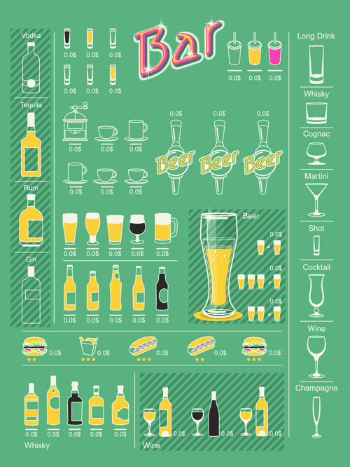 Kreative Drinks Elemente Infografik-Vektor 01 Kreativ Infografik Getränke   