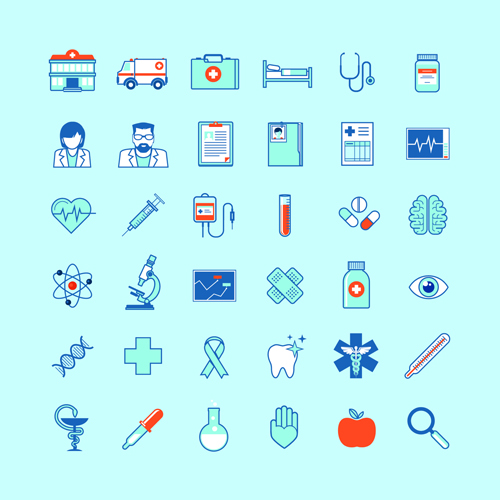 Kreative medizinische Umrisssymbole Vektorset 02 outline medical icons   