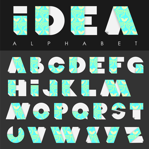 Kreativpapier Alphabet Vektormaterial 02 papier material Kreativ alphabet   