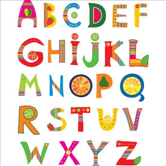 Niedliche Früchte Alphabet Vektor 01 Obst cute alphabet   