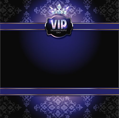 Couronne de diamant avec carte d’invitation VIP bleu foncé vecteur 05 vip invitation diamond dark Couronne carte Bleu   