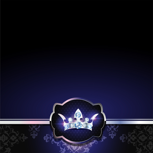 Couronne de diamant avec carte d’invitation VIP bleu foncé vecteur 14 vip invitation diamond dark Couronne carte Bleu   