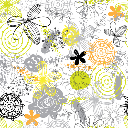 Doodle Blumen Handzeichnung Vektormuster 02 Zeichnung Muster hand doodle Blumen   