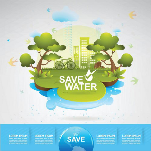 Vie d’Eco avec le vecteur de modèle d’eau d’économie 01 vie sauver modèle l’eau eco   