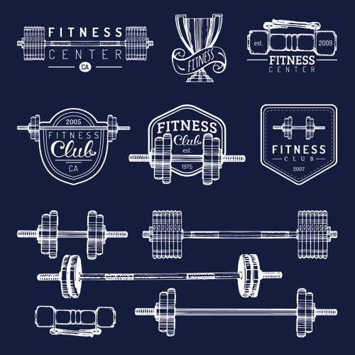 Fitnesstraining-Label mit Logotyp-Vektorset 01 training Logotyp label fitness   
