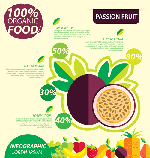 Flachfrüchte Infografie-Vektoren Schablone 10 Wohnung schablone Obst Infografik   