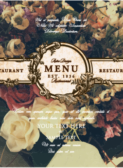 Fleur restaurant menu couverture styles Vintage vecteur 04 style vintage restaurant fleur couverture   