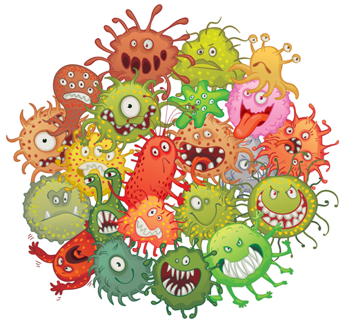 Funny bactéries Cartoon styles vecteur 01 drôle cartoon bactéries   