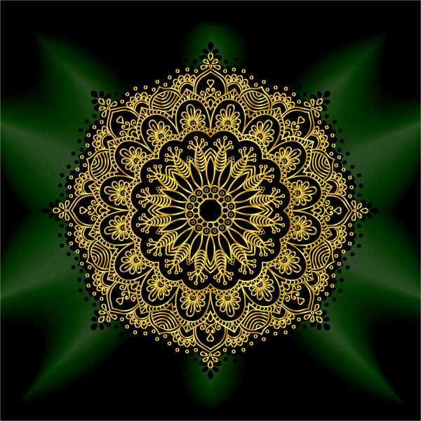 Mandala motif doré décor vecteur 05 or motif Mandala decor   