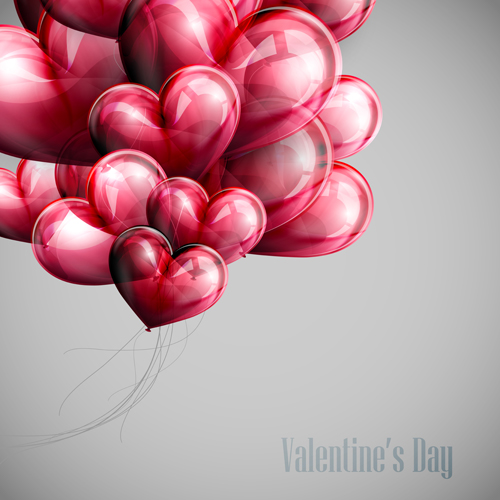 Coeur rouge forme ballon Valentine fond 03 Valentine formes fond ballon   