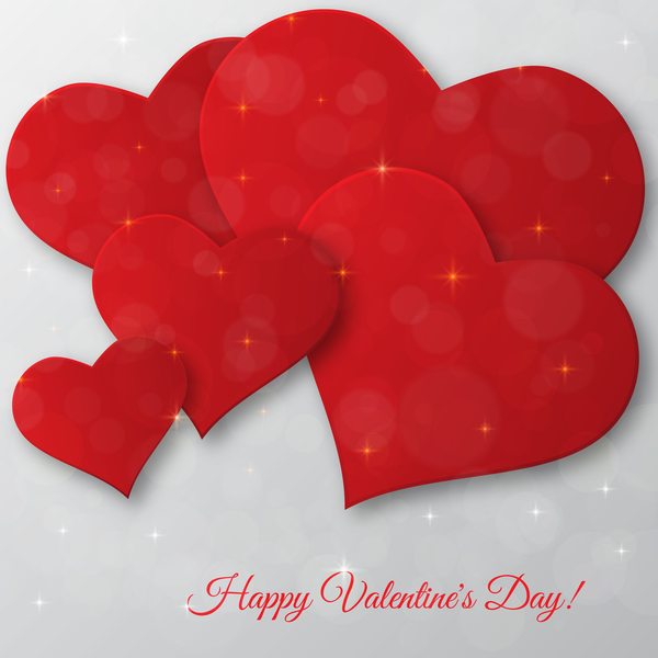 Rotes Herz mit grauem Valentinstag und Tageskartenvektor 02 Valentine tag rot Karte Herz grau   