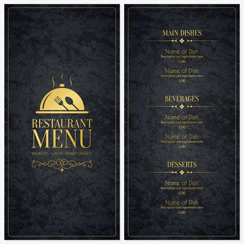 Housse de menu restaurant avec liste vecteur Set 01 restaurant menu liste couverture   