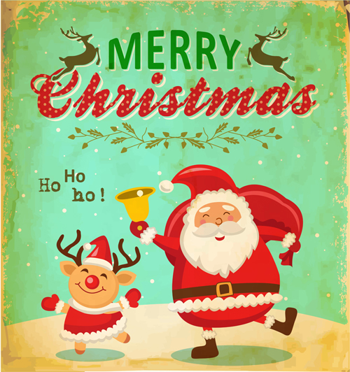 Weihnachtsmann mit Weihnachtsplakatal-Vintage Vätern 02 Weihnachten vintage santa poster   