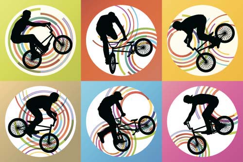 Ensemble de silhouettes vectorielles Extreme Bikers 03 silhouettes motards   