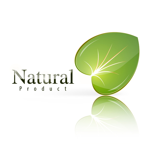 自然と光沢のある緑の葉ロゴベクトル04 葉 自然 緑 光沢のある ロゴ   