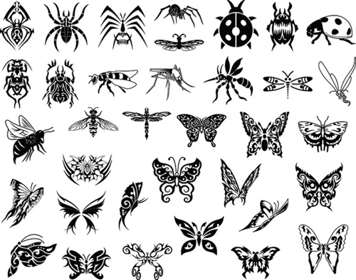 Silhouettes Insekten Vektordesign Silhouetten Insekten   