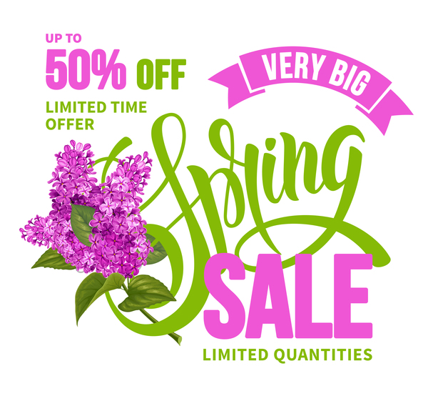 Fond de vente de printemps avec le vecteur de lilas 02 vente printemps Lilas   
