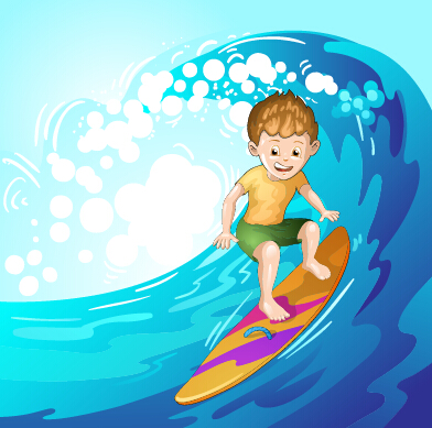 子供のベクターグラフィックをサーフィン 子供 サーフィン   