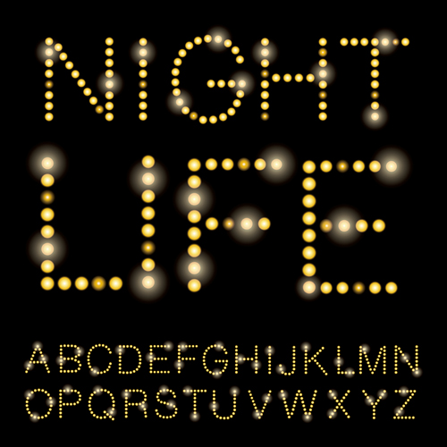 黄色のライトドットアルファベットベクトル01 黄色 光 ドット アルファベット   