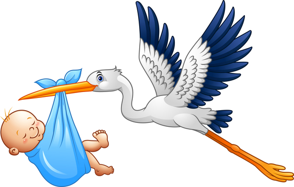 Cartoon-Storch mit niedlichen Babyvektoren 04 Storch cute cartoon baby   