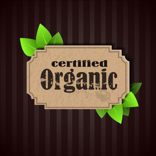 Étiquette certifiée biologique et feuilles vertes vecteur 02 vert feuilles étiquette Certifié bio   