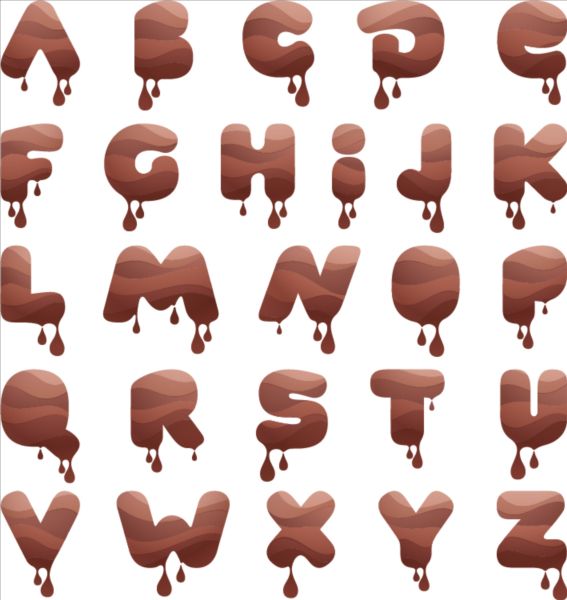 Chocolat Drip alphabet vecteur matériel 03 Gouttes Chocolat alphabet   