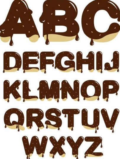 Vecteur de l’alphabet goutte chocolat goutte Chocolat alphabet   