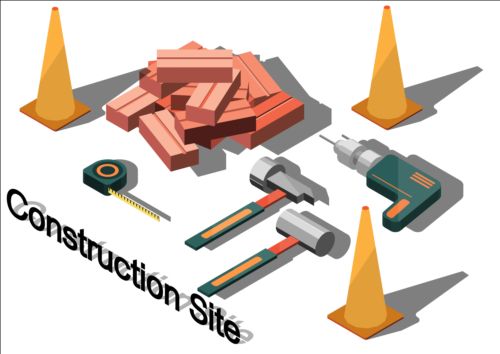 Baustelle Isometrie Infografie-Vektor 07 isométrie Infografik Baustelle Bau   