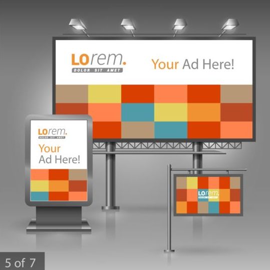 Panneau publicitaire créatif et boîte à lumière Design Vector 03 signe Panneau d’affichage lumière Créatif boîte   