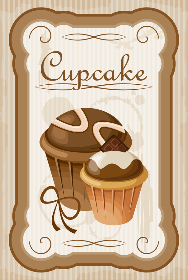 Cupcake Poster Retro-Design-Vektoren 01 Retro-Schrift poster design cupcake   