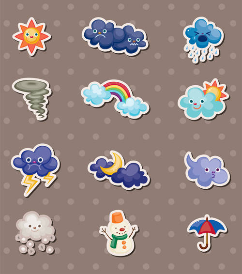Niedliche Wettersymbole Vektorset Wetter Ikonen Wetter icons cute   