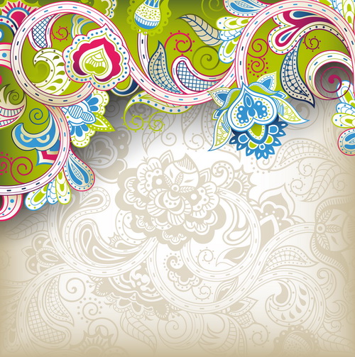 装飾的な花柄ベクトル背景アート02 装飾的な フローラルパターン フローラル パターンベクトル パターン   