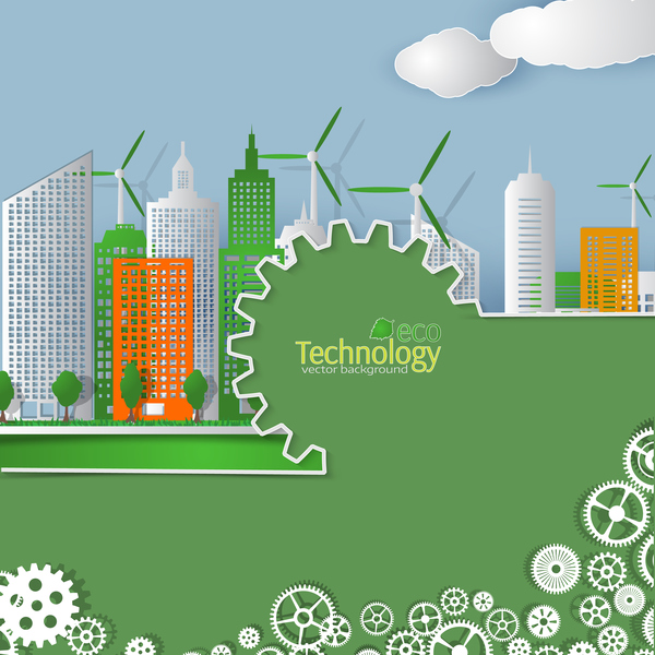 エコテクノロジーシティベクター背景ベクトル02 都市 テクノロジー エコ   
