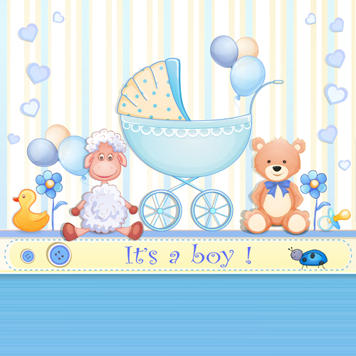 エレガントな男の子の赤ちゃんカードかわいいデザインベクトル 赤ちゃん 男の子 かわいい カード エレガントな   