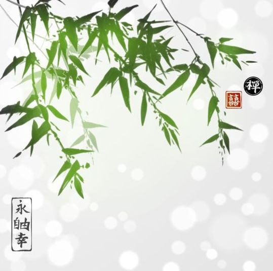 Vecteur de fond vert de bambou dessiné à la main 03 vert main fond dessiné bambou   
