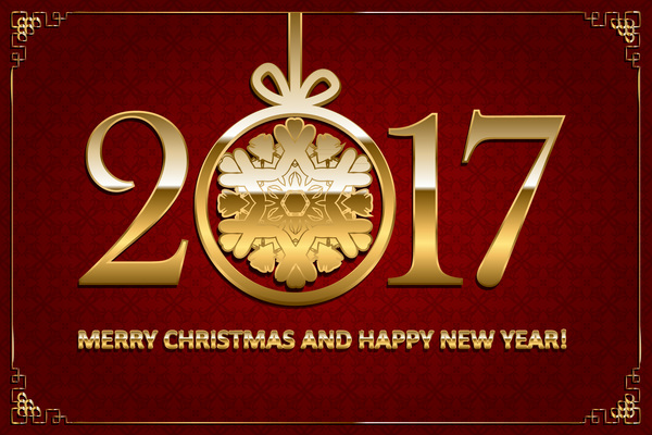 Frohes neues Jahr mit Weihnachten 2017 goldener Textvektor 02 Weihnachten Neujahr Jahr happy gold 2017   