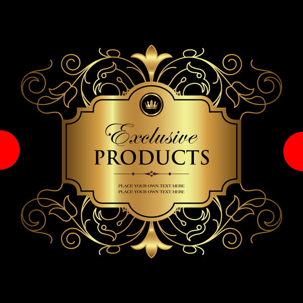 Luxus-Zier-Gold-Etikett Vektormaterial 01 Zierpflanze Luxus label gold   